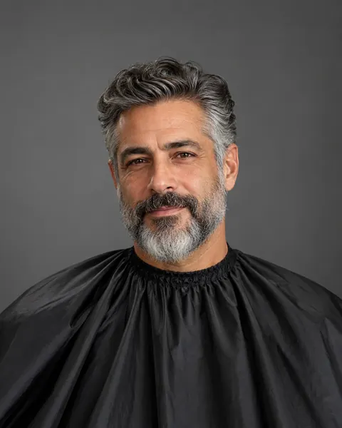 Imagem ilustrativa de Corte + sobrancelha + barba terapia, com enquadramento completo do rosto e cabelo